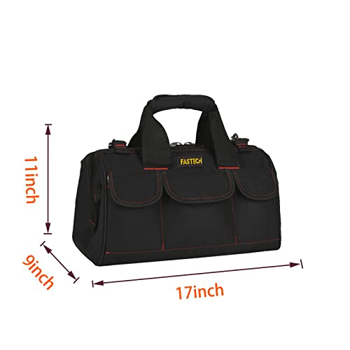FASTECH 17-inch Heavy Duty Tote Bag With Wide Mouth For Tool Storage, Carrier and Organizer,Tools Bag for Men, Wide Mouth Tool Bag With Inside Pockets (17 Inch) - size: 17IN
