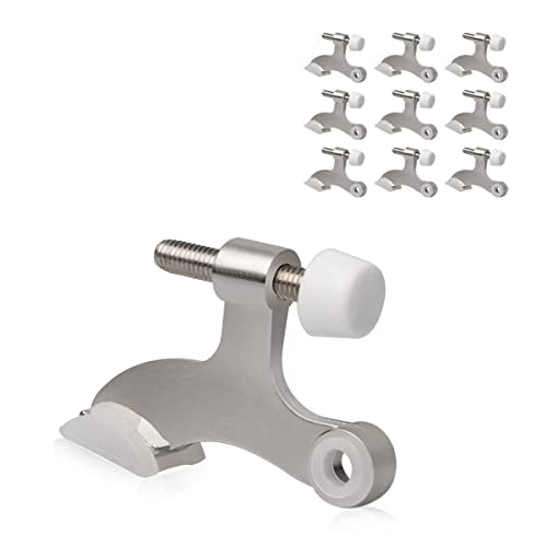 10 Pack Hinge Pin Door Stopper Brushed Satin Nickel - Adjustable Heavy Duty Hinge Pin Door Stops with White Rubber Bumper Tips - color: Satin Nickel, size: 10 Pack