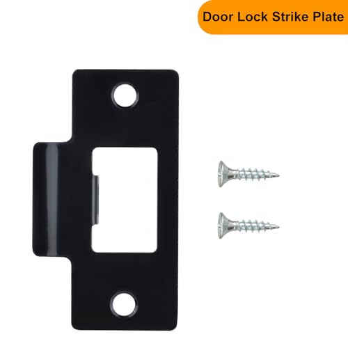 5PCS Universal Door Strike Plate，Replacement Lock Strike Plate T Strike Deadbolt with Screw，Stainless Steel Deadbolt Covers Door Reinforcement Kit for Interior Exterior Door Use(Black)