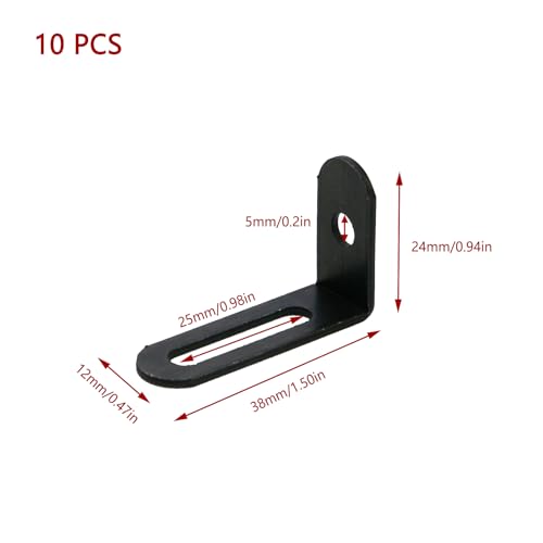 KUMGROT 10pcs Stainless Steel Corner Brace Black L Bracket 90 Degree Corner for Cabinet DIY Furniture Case with Screws, 38 x 24x 12mm/1.5 x 0.94 x 0.47in - size: 38 mm, style: L-shaped Brackets