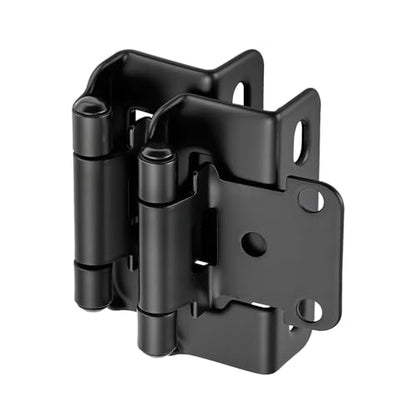 4 Pack (2 Pairs) 1/2" Overlay Cabinet Hinges, Matte Black Self-Closing Semi-Concealed Partial Wrap Face Frame Hinges for Cabinet Doors - color: Matte Black