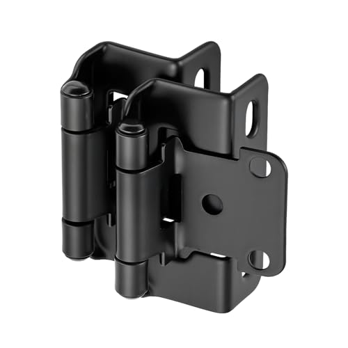 4 Pack (2 Pairs) 1/2" Overlay Cabinet Hinges, Matte Black Self-Closing Semi-Concealed Partial Wrap Face Frame Hinges for Cabinet Doors - color: Matte Black