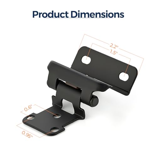 4 Pack (2 Pairs) 1/2" Overlay Cabinet Hinges, Matte Black Self-Closing Semi-Concealed Partial Wrap Face Frame Hinges for Cabinet Doors - color: Matte Black