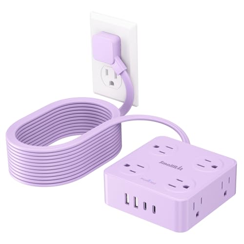 Extension Cord with Multiple Outlets, SMALLRT Surge Protector, 10FT Flat Plug Power Strip, Power Strips with Surge Protection with USB Ports, 8 Outlets, Outlets Extender for Home Office, Purple - color: Purple, size: 10 Ft