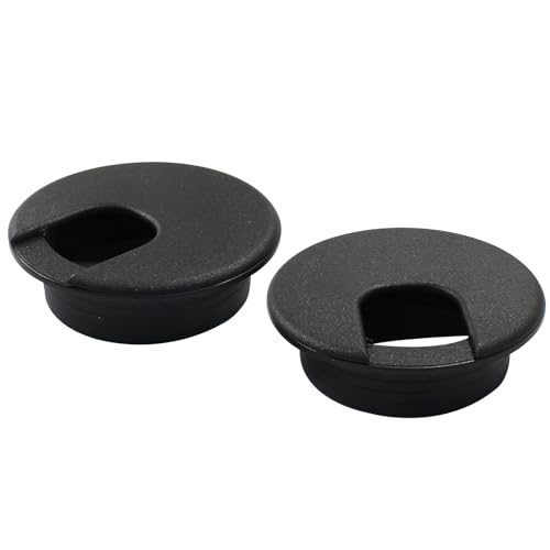 Bivethoi 5pcs 2 inch Desk Wire Cord Cable Grommets Hole Cover for Office PC Desk Cable Cord Organizer Plastic Cover Black(U Shape) - size: 2 inch(U shape)
