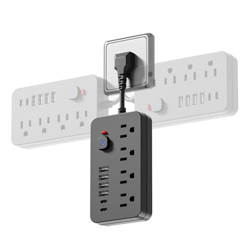 Power Strip Surge Protector Extension Cord - Chiefway 4 AC Outlets, 6 USB Ports (2 USB C) Short Cord Outlet Extender, with One-Touch Switch, Wall Mountable for Home Office Travel Dorm, Black - color: Black