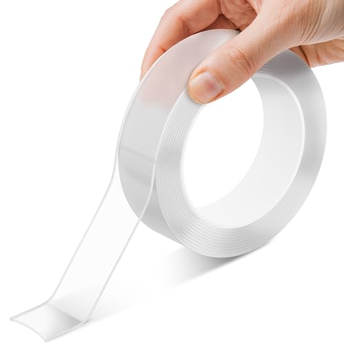 Clear Double Sided Tape Heavy Duty - Acrylic Adhesive 9.84 Ft x 1.2" with 2.2 Lb Hold, Removable No Residue, Weather Resistant - Strong Two Sided Tape Heavy Duty for Wood, Glass, Metal & DIY Projects - size: 9.84 Ft × 1.2"