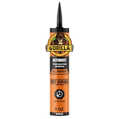 Gorilla Heavy Duty Ultimate Construction Adhesive, 9 Ounce Cartridge, White, (Pack of 1) - size: 1 - Pack