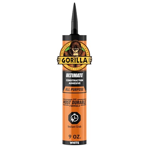 Gorilla Heavy Duty Ultimate Construction Adhesive, 9 Ounce Cartridge, White, (Pack of 1) - size: 1 - Pack