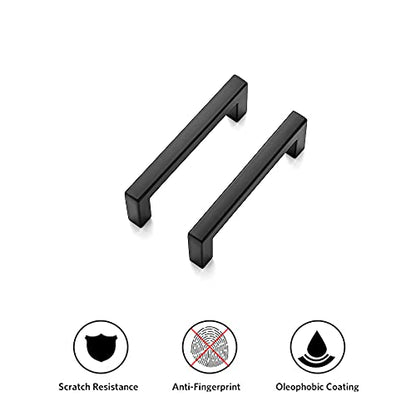 Ravinte 3 Pack Solid 3 Inch Center to Center Slim Square Bar Drawer Handles - Kitchen Cabinet Hardware in Matte Black - Drawer Pulls and Cabinet Handles - size: Flat Black 3'' Hole Center