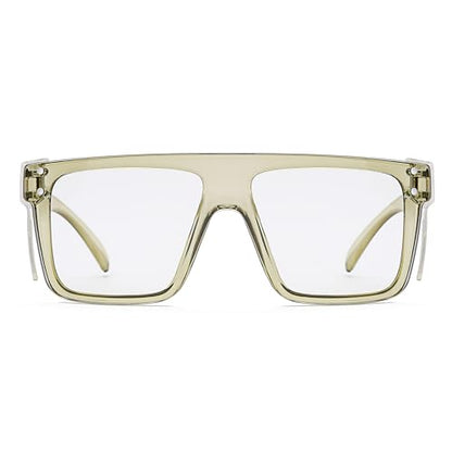 ANSI Z87 Safety Glasses, Photochromic UV400 Blue Light Blocking, Impact Resistant Work Glasses for Construction - color: Clear Green
