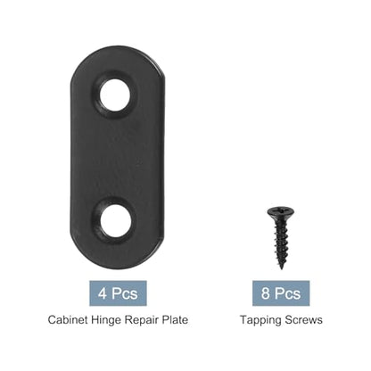 uxcell 4 Set Flat Repair Plates, 0.63 x 1.42 Inch Stainless Steel Flat Straight Brace Bracket Mending Joining Plates with Screws for Fixing Wooden Furniture Corner, Black - size: 0.63 x 1.42 Inch