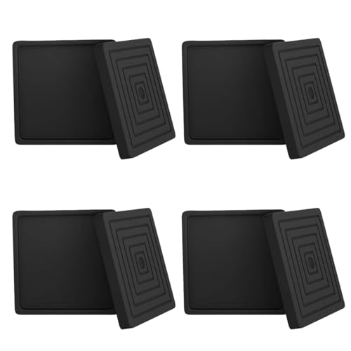 Rubber Furniture Coasters 8 Pcs 3.5” Square Furniture Caster Cups Non Slip Leg Protectors Pads - size: 3.5in Black 8Pcs