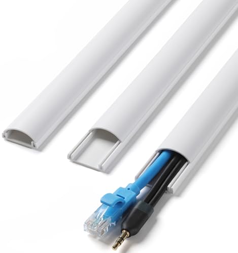 ZhiYo Cord Covers for Wires on Wall, 85in(6 x L14.2in) Cable Hider for Hiding 1-2 Cables, PVC Wire Covers for Cords on Wall Mount TV in Home or Office, White W1in x H0.41in - color: White, size: 1in W X 0.4in H X 85in L