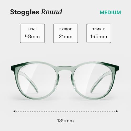 Stoggles Round Z87.1 Certified Polycarbonate Safety Glasses, Scratch & Shatter-Proof, Blue-Light & UV Blocking Lens, Top & Side Shields, Anti-Fog Dip Coated, Durable, Protective & Stylish Eyewear - color: Moss