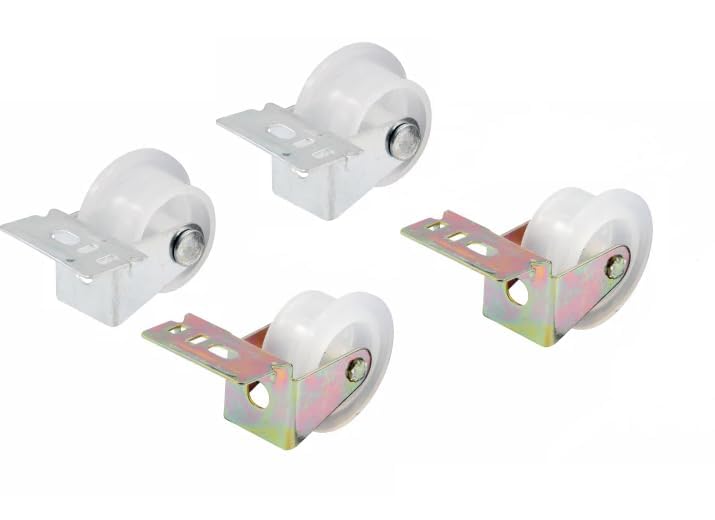 KC Hardware Nylon Drawer Guide Rollers Assembly, Kitchen Drawer Slide Rollers, Nylon Wheels with Steel Bracket - 1" Diameter - Pack of 4