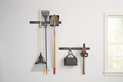 Rubbermaid FastTrack Garage Storage System Tool Hanging Kit, Wall Mount Holder for Garden Lawn Tools/Garage/Home Organization - size: 2 Rails, 4 Hooks