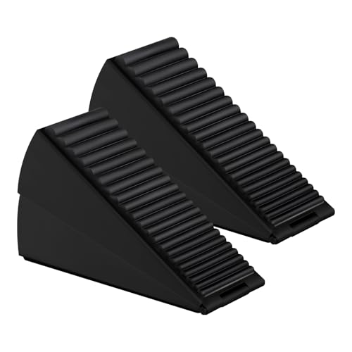 Strongest Adjustable Spring Loaded Large Door Stopper - Heavy Duty Tall Door Stop Wedge for Bottom of Doors, Up to 3 Inches, Stainless Steel (Black, 2 Pack) - color: Black, size: 2 Pack