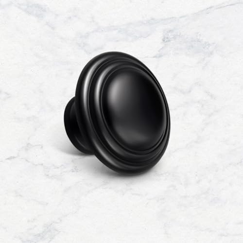 Gobrico 5 Pack 1-3/8" Black Cabinet Knobs, Kitchen Cupboard Knob, Round Bi-Fold Drawer Knobs, Matte Black Dresser Knob - color: Black