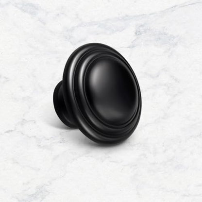 Gobrico 5 Pack 1-3/8" Black Cabinet Knobs, Kitchen Cupboard Knob, Round Bi-Fold Drawer Knobs, Matte Black Dresser Knob - color: Black