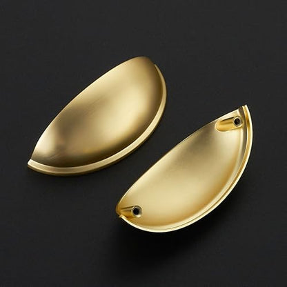 Ravinte 5 Pack 3" Drawer Pulls Brushed Brass Cabinet Cup Pulls Kitchen Hardware Cabinet Handles Drawer Handles Knobs 3 inch Hole Center - color: Brushed Brass