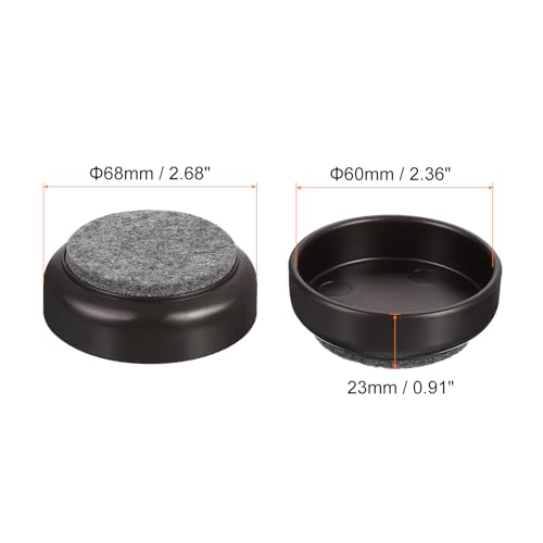 uxcell Non-Slip Furniture Pads, 4Pcs 60mm - Felt Furniture Foot Cups, Round Furniture Leg Protectors Cups Sliders for Hardwood Floors (Brown) - color: Brown