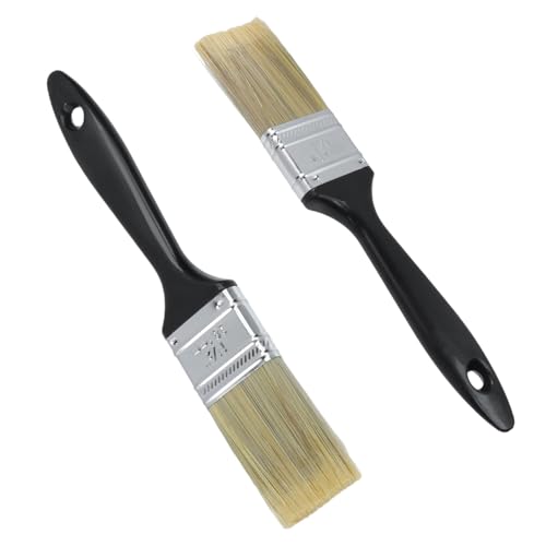 KUMGROT 2 Pcs 1.5Inch Paint Brush Set, Soft Horsehair Long-Handled Brushes for Paint & Pigment Furniture Renovation Exterior Walls Wood Paneling, for Detailed Touch-Ups and Spot Repairs - size: 1.5"