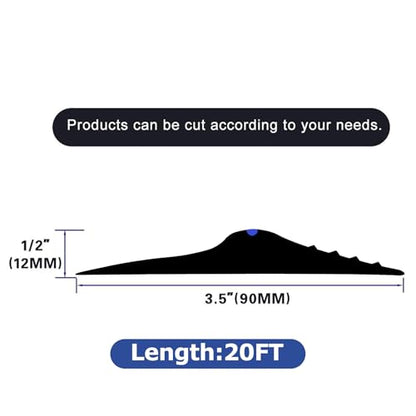 ToLanbbt 20Ft/6M Universal Garage Threshold Seal Strip with 300ml Black Sealants/Adhesives, Garage Door Bottom Weatherproof Strip Rubber DIY Weather Stripping Replacement (Black-Blue Line) - color: Black+Blue, size: 20 Ft (incl. 2 adhesives)