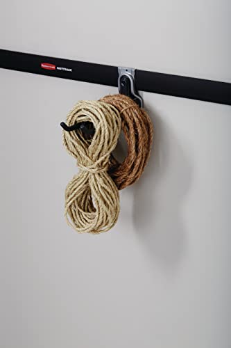 Rubbermaid FastTrack Rail Garage Organization Multi-Purpose Hook 50 lbs Capacity Satin Nickel Wall Mounted Storage System Direct Mount into FastTrack Garage Rail for Home/Garage Organization - size: 1 Count (Pack of 1), style: Multi-Purpose Hook