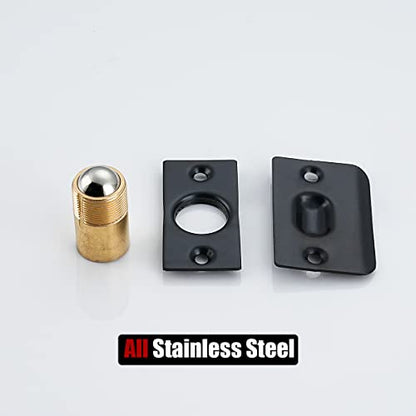 JQK Closet Door Ball Catch Hardware, Stainless Steel Catch Adjustable with Strike Plate, Black Finish 2 Pack, HBC100-BK-P2 - color: Black, size: 2 Pack