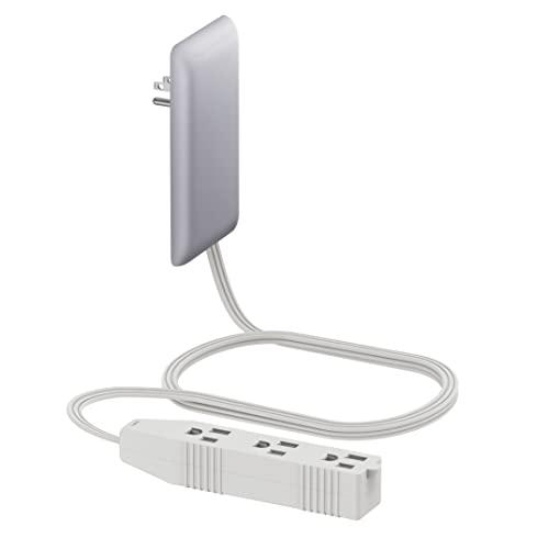 LIDER Flat-Face Outlet Extender with 3 Receptacles, Ultra-Thin Wall Plate Plug with Cord Extender and 3-Outlet Power Strip, 3ft Cord, ETL Listed, LWE3-315-SV, Silver - color: Silver, size: 1 Pack