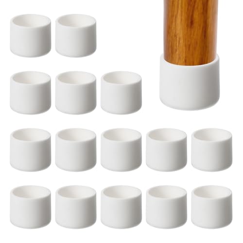PATIKIL Round PVC Chair Leg Caps Tips 7/8", 16 Pcs Plastic Furniture Leg Floor Protectors No Scratches No Noise for Chair Leg Protect Hardwood Floor, White - color: White, size: 7/8"
