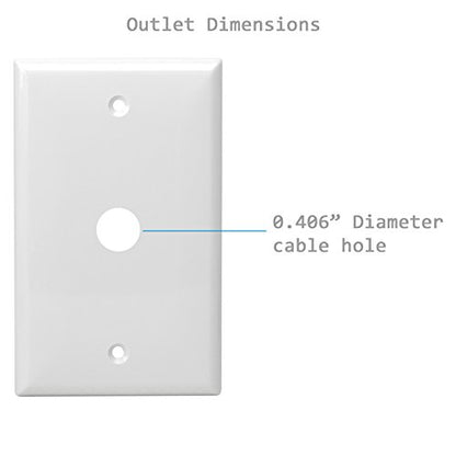 ENERLITES 1 Gang 0.406 Inch Hole Telephone/Cable Wall Cover, Fade Resistant Unbreakable Polycarbonate with Smooth Surface, 8661-W White - size: 1 Pack, style: Wall Plate