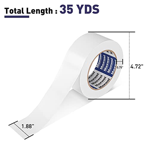 Duct Tape White Heavy Duty - 1.88 in 35 Yds Waterproof No Residue Strong Adhesive Duct Tape Tearable for Indoor Outdoor Use,Multi Purpose Home Repair - color: White