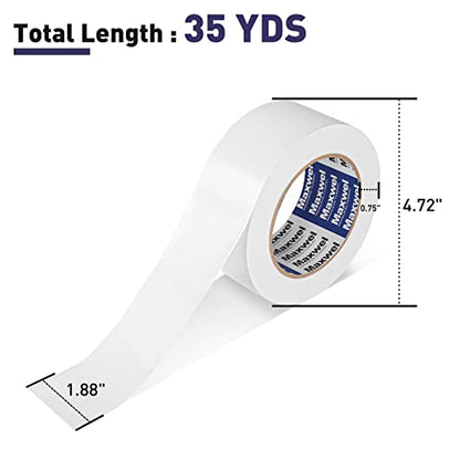 Duct Tape White Heavy Duty - 1.88 in 35 Yds Waterproof No Residue Strong Adhesive Duct Tape Tearable for Indoor Outdoor Use,Multi Purpose Home Repair - color: White