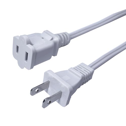 10 FT Extension Cord, 2 Prong Power Cord Cable, Small Short 18 AWG Power Cable, US Male Female White Extension Cords for Nema 1-15P to 1-15R, Used for Indoor,Home,Office,Lights - color: White, size: 10 Foot-1 Pack