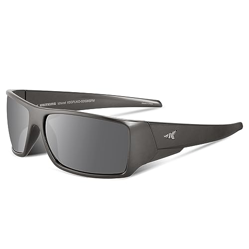 KastKing Iditarod Polarized Sport Sunglasses,PuriVex Protective Lens Coating Fishing Sunglasses For Driving Cycling Running - color: C: Gloss Dark Gray Metallic Frame, Flash Mirror
