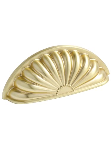 Brushed Gold Cabinet Cup Pulls 3" Hole Center 10 Pack Brass Drawer Pulls Kitchen Hardware Cabinet Handles Dresser Handles Knobs - color: Brushed Gold, size: 3"(76mm) Hole Center