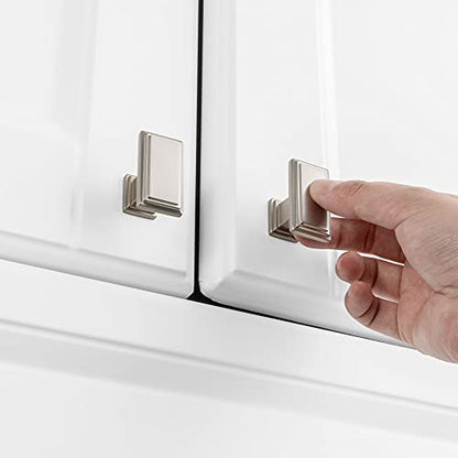 KOOFIZO 10 Pack Brushed Nickel Cabinet Knobs Satin Nickel Drawer Knobs K07 Rectangular Single Hole Cabinet Pulls for Cabinets Drawers Dresser Cupboard Bedroom Closet Bathroom Vanity - color: Brushed Nickel, size: Knob 01 - 10Pcs