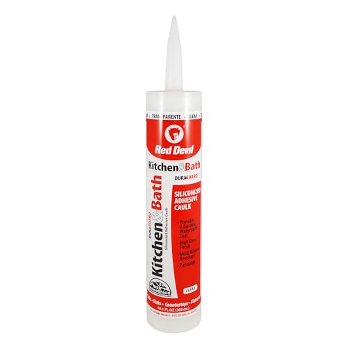 Red Devil 0408 Silicone Acrylic Caulk & Sealant, 100% Waterproof, Paintable, Clear Caulking for Kitchen, Bathroom, Window, With Duraguard, 10.1 oz, Clear, Made in USA - color: Clear, size: 10.1 oz., style: 1 - Pack