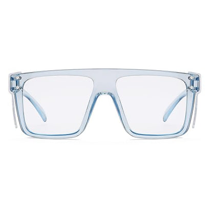 ANSI Z87 Safety Glasses, Photochromic UV400 Blue Light Blocking, Impact Resistant Work Glasses for Construction - color: Clear Blue