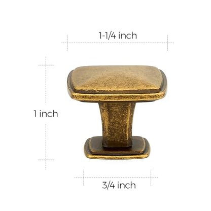 Ravinte 15 Pack Antique Brass Kitchen Cabinet Square Knob Single Hole Cabinet Hardware for Dresser Drawer Cabinet Pulls Drawer Knobs Cabinet Knobs - color: Antique Brass