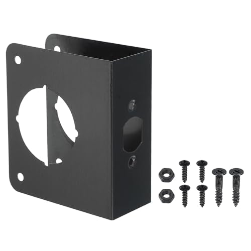 PATIKIL Door Reinforcement Plate, 1 Set Doors Reinforce Repair for 1-3/4" Thick Door 4-1/2" Size Door Knob Lock Latch Deadbolt Cover Plate Home Security, Black - color: Black, size: 1-3/4"; 4-1/2"