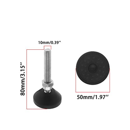 Adjustable Leveling Feet, Furniture Glide Swivel Leveling, 4PCS Swivel Furniture Levelers Legs, Heavy Duty Table Leg Extenders Glide for Chairs Workbench Cabinets Workbench Shelving Rack - size: M10 × 50mm × 80mm