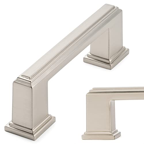 KOOFIZO Brushed Nickel Cabinet Pulls Nickel Cabinet Handles, 10 Pack 3 Inch Brushed Nickel Hardware for Kitchen Cabinets Drawer Dresser P02 Cupboard Bedroom Bathroom - color: Brushed Nickel, size: 3" CC - 10Pcs