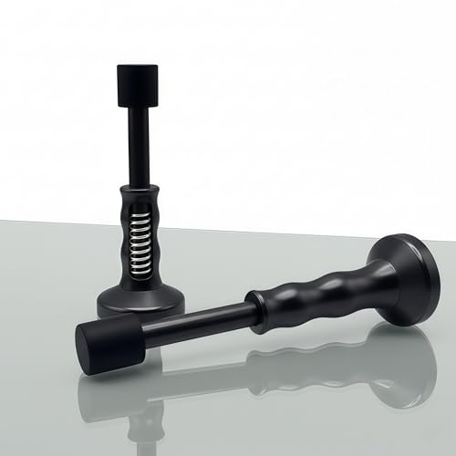 2Pcs Matte Black Door Stoppers for Wall - 4.37 Inch Adjustable Spring Door Stops, Aluminum Door Stop with Silicone Tip, Heavy Duty Quiet Door Stopper, Screw or Adhesive Mount (Black) - color: Black