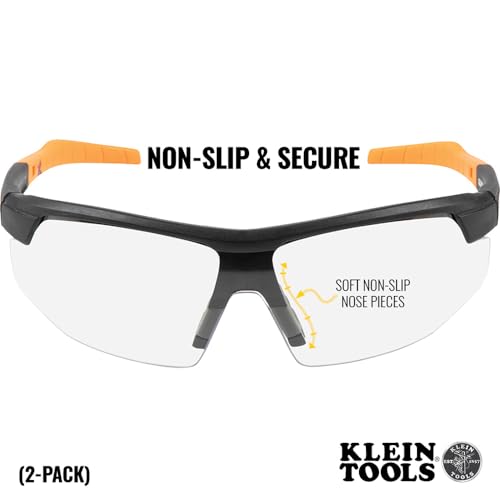 KLEIN TOOLS 60171 Safety Glasses, PPE Protective Eyewear with Semi Frame, Scratch Resistant and Anti-Fog, Clear Lens, 2-Pack - color: Clear Lens, size: 2 Pack