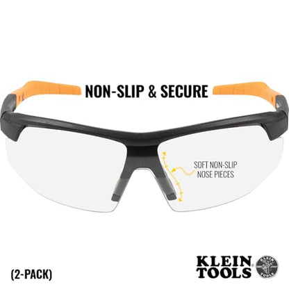 KLEIN TOOLS 60171 Safety Glasses, PPE Protective Eyewear with Semi Frame, Scratch Resistant and Anti-Fog, Clear Lens, 2-Pack - color: Clear Lens, size: 2 Pack