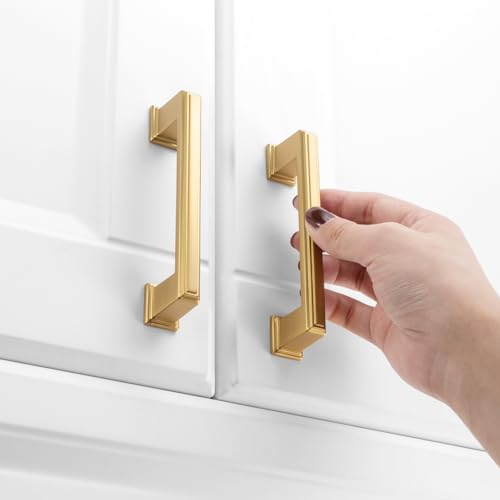 KOOFIZO Brushed Gold Cabinet Pulls Gold Cabinet Handles, 10 Pack 3-3/4 Inch Brushed Gold Hardware for Kitchen Cabinets Drawer Dresser P02 Cupboard Bedroom Bathroom - color: Brushed Gold, size: 3-3/4" CC - 10pcs