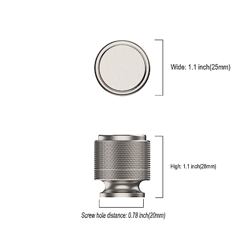 Asidrama 10 Pack Brushed Satin Nickel Kitchen Cabinet Knobs - Knurled Dresser Drawer Cabinet Hardware Zinc Knobs for Dresser Drawers - color: Brushed Satin Nickel, style: 10 Pack